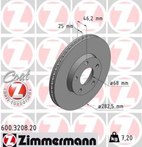 ZIMMERMANN Brzdový kotúč 600320820