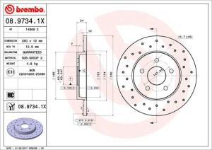 BREMBO Brzdový kotúč 0897341X