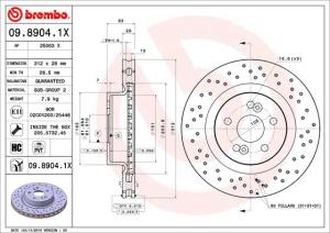 BREMBO Brzdový kotúč 0989041X