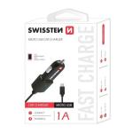 Autonabíjačka Swissten CL 1A s MicroUSB káblom Čierna