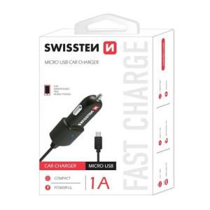 Autonabíjačka Swissten CL 1A s MicroUSB káblom Čierna