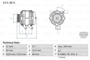 BOSCH Alternátor 0986044701