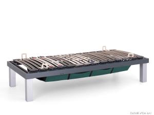 DREVONA05 Lamelové jednolôžko s úložným priestorom šedé 80x200 SKELETON