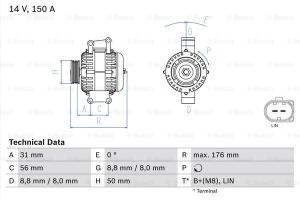 BOSCH Alternátor 0986047150