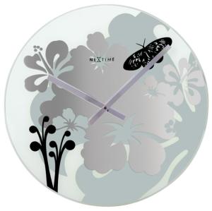 Designové nástenné hodiny 8087 Nextime Hibiscus black 43cm