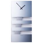 Dizajnové nástenné kyvadlové hodiny 2855 Nextime Bold Stripes silver 38x19cm