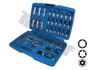 Gola sada 1/4" 53 dielna s vŕtanými torx nadstacami, 6hr. hlavice
