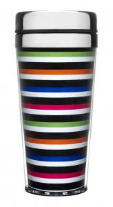Cestovný termohrnček SAGAFORM Striped Car Mug, úzke prúžky, 40cl