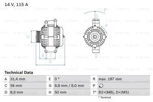 BOSCH Alternátor 0986043660