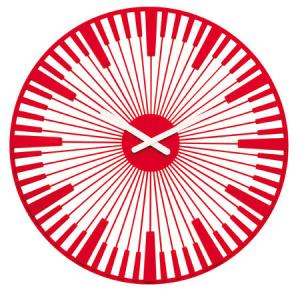 Nástenné hodiny PIANO, Koziol, transpar. červená, 45cm