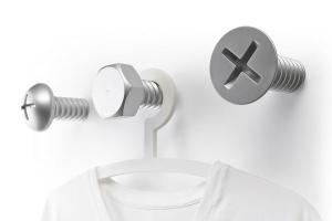 Nástenné vešiaky Qualy Screw Collection, strieborné
