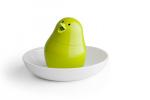 Soľnička s tanierikom Qualy Jib-Jib Shaker, biela-zelená