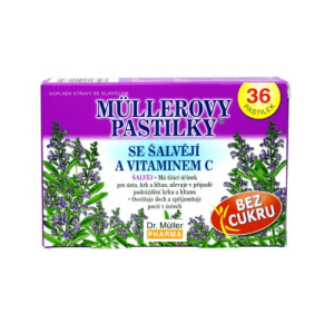 DR. MÜLLER Pastilky so šalviou a vitamínom C bez cukru 36 kusov