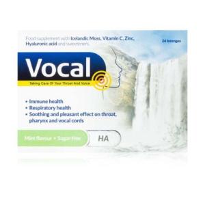 VOCAL HA pastilky s mätovou príchuťou bez cukru 24 ks