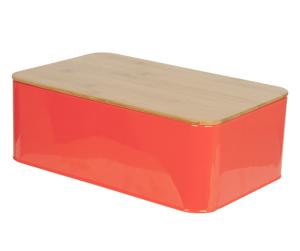 Chlebník s doskou Bread box Solid tin, neon orange