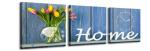 3-dielny obraz s hodinami, Home, 35x105cm