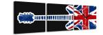 3 dielne obrazové hodiny, Gitara, 35x105cm