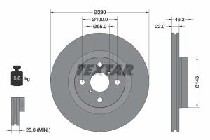 TEXTAR Brzdový kotúč 92287603