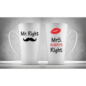 Hrnčeky pre páry Latte, Mr & Mrs Right, 2ks x 450ml