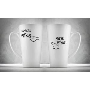 Hrnčeky pre páry Latte, She`s mine, 2ks x 450ml