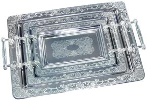 Sada nerezových podnosov, 3 kusy, Kinghoff