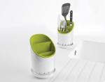 Odkvapkávací stojan na príbory, nože a nástroje JOSEPH JOSEPH Dock ™, biely / zelený