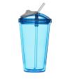 Pohár so slamkou SAGAFORM Fresh Smoothie Mug, 450ml, modrý