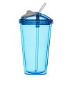 Pohár so slamkou SAGAFORM Fresh Smoothie Mug, 450ml, modrý
