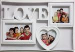 Fotorám na 3 fotky Love, biely, 37x25 cm