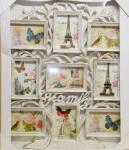 Fotorám Family na 9 fotiek biela patina, 52x60cm