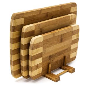 Bambusové dosky na krájanie so stojanom, pruhované