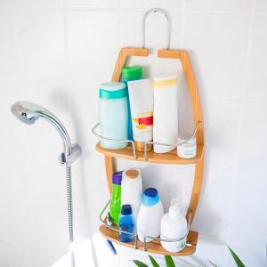 Bambusový kúpeľňový regál s 2 policami, RD9018