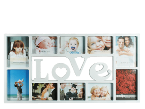 Fotorám Love na 10 fotiek, biely, rd1856, 73x37cm