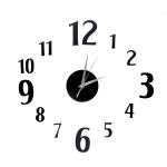 Nalepovacie nástenné hodiny, DIY d4 mini, čierne, 60cm