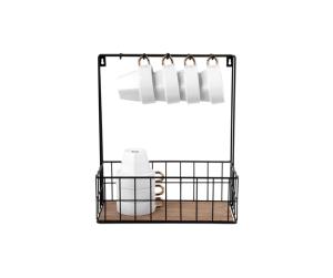 Kuchynský regál s háčikmi čierny, Present Time