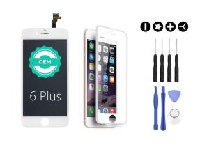 MULTIPACK - Biely LCD displej pre iPhone 6 Plus + 3D ochranné sklo + sada náradia