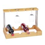 Bambusový stojan na víno na 4 fľaše a poháre, RD2230