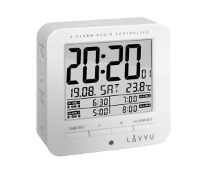 Digitálny budík riadený rádiovým signálom LAVVU LAR0010 White cube