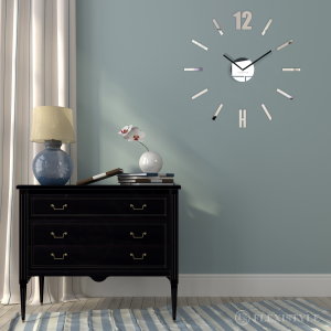 3D Nalepovacie hodiny DIY Admirable L SWEEP z54b-1, zrkadlové 50-75cm