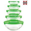 Sada 5 sklenených misiek s vekom Herzberg HG-5007, zelená