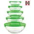 Sada 5 sklenených misiek s vekom Herzberg HG-5007, zelená