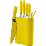 Sada 5 nožov, škrabky a stojanu Royalty Line RL-6MSTK, žltá