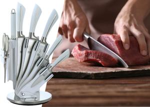 8-dielna sada oceľových nožov, nožníc a ocieľky RL-KSS750