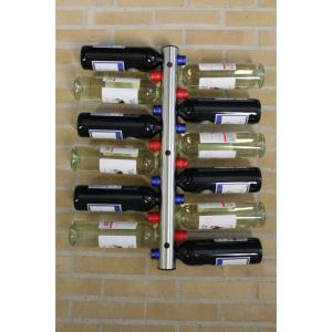 Nerezový držiak na fľaše na stenu na 12 fliaš