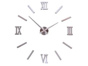 3D nalepovacie hodiny DIY HAPI, 80-100 cm, strieborné