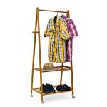 Bambusový stojan na oblečenie s kolieskami RD9031