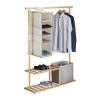 Bambusový stojan na oblečenie XXL s 2 policami na topánky RD2149