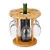 Bambusový stojan na víno a 6 pohárov RD1069