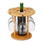 Bambusový stojan na víno a 6 pohárov RD1069