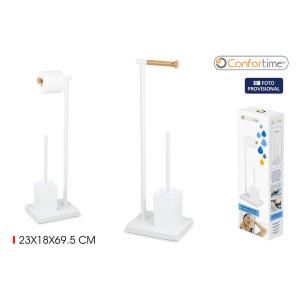 WC kefa s držiakom na toaletný papier Confortime 2064, biela